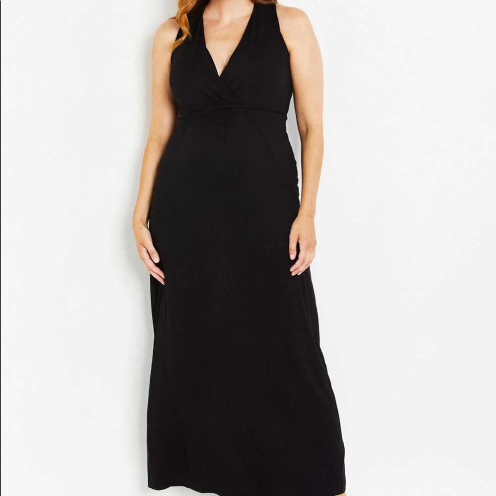 NWT motherhood maternity size small black sleeveless maxi dress
